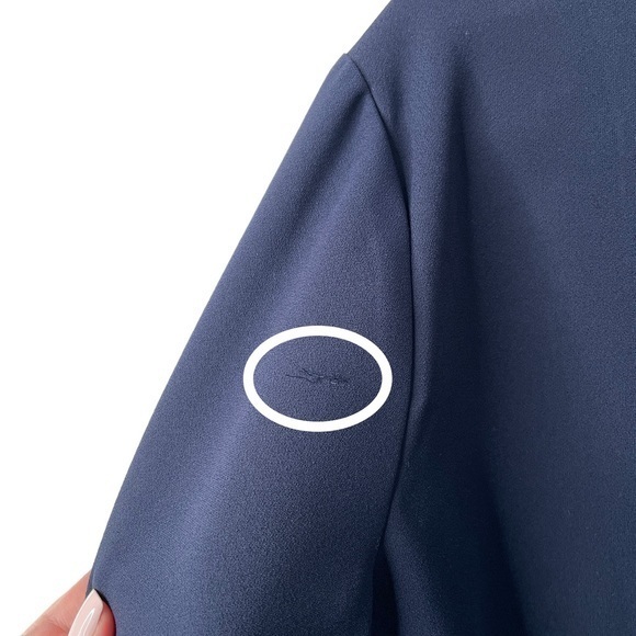 J. Crew | Navy Blue Faux Wrap Blouse V Neck and Side Zipper Size 8 Tall - Picture 9 of 10